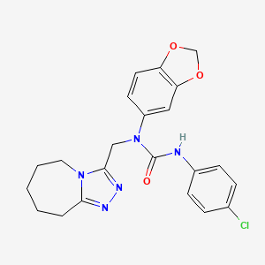 molecular formula C22H22ClN5O3 B11259808 1-(1,3-benzodioxol-5-yl)-3-(4-chlorophenyl)-1-(6,7,8,9-tetrahydro-5H-[1,2,4]triazolo[4,3-a]azepin-3-ylmethyl)urea 