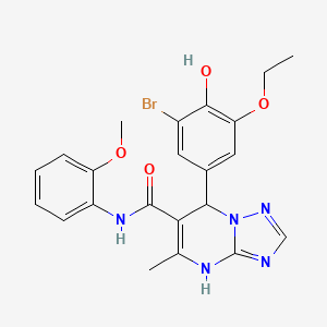 molecular formula C22H22BrN5O4 B11259825 7-(3-bromo-5-ethoxy-4-hydroxyphenyl)-N-(2-methoxyphenyl)-5-methyl-4,7-dihydro[1,2,4]triazolo[1,5-a]pyrimidine-6-carboxamide 