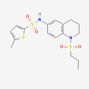 molecular formula C17H22N2O4S3 B11259832 5-methyl-N-(1-(propylsulfonyl)-1,2,3,4-tetrahydroquinolin-6-yl)thiophene-2-sulfonamide 