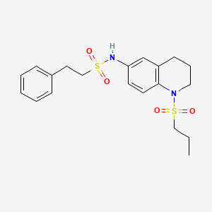 molecular formula C20H26N2O4S2 B11259834 2-phenyl-N-(1-(propylsulfonyl)-1,2,3,4-tetrahydroquinolin-6-yl)ethanesulfonamide 