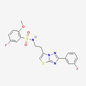 5-fluoro-N-(2-(2-(3-fluorophenyl)thiazolo[3,2-b][1,2,4]triazol-6-yl)ethyl)-2-methoxybenzenesulfonamide