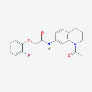 molecular formula C20H21FN2O3 B11259856 2-(2-fluorophenoxy)-N-(1-propionyl-1,2,3,4-tetrahydroquinolin-7-yl)acetamide 