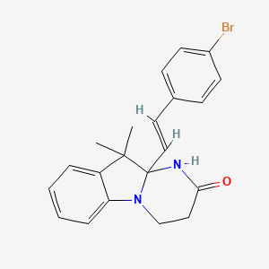 molecular formula C21H21BrN2O B11259903 10a-[(E)-2-(4-bromophenyl)ethenyl]-10,10-dimethyl-3,4,10,10a-tetrahydropyrimido[1,2-a]indol-2-ol 