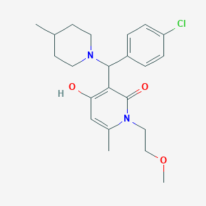 3-((4-Chlorophenyl)(4-methylpiperidin-1-yl)methyl)-4-hydroxy-1-(2-methoxyethyl)-6-methylpyridin-2(1H)-one