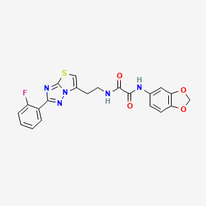 N1-(benzo[d][1,3]dioxol-5-yl)-N2-(2-(2-(2-fluorophenyl)thiazolo[3,2-b][1,2,4]triazol-6-yl)ethyl)oxalamide