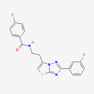 4-fluoro-N-(2-(2-(3-fluorophenyl)thiazolo[3,2-b][1,2,4]triazol-6-yl)ethyl)benzamide