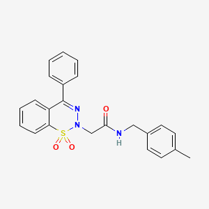 molecular formula C23H21N3O3S B11260015 2-(1,1-dioxido-4-phenyl-2H-1,2,3-benzothiadiazin-2-yl)-N-(4-methylbenzyl)acetamide 