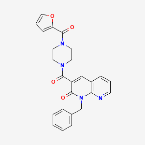 molecular formula C25H22N4O4 B11260033 1-benzyl-3-(4-(furan-2-carbonyl)piperazine-1-carbonyl)-1,8-naphthyridin-2(1H)-one 