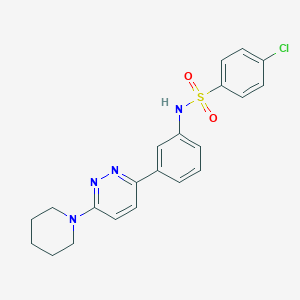 molecular formula C21H21ClN4O2S B11260044 4-chloro-N-(3-(6-(piperidin-1-yl)pyridazin-3-yl)phenyl)benzenesulfonamide 