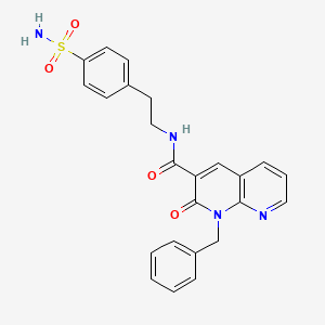 molecular formula C24H22N4O4S B11260049 1-benzyl-2-oxo-N-(4-sulfamoylphenethyl)-1,2-dihydro-1,8-naphthyridine-3-carboxamide 