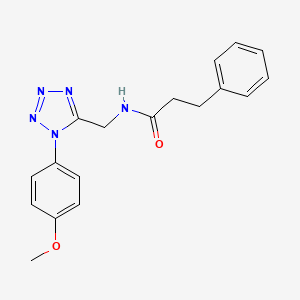 N-((1-(4-methoxyphenyl)-1H-tetrazol-5-yl)methyl)-3-phenylpropanamide