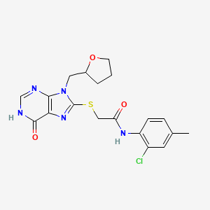 molecular formula C19H20ClN5O3S B11260109 N-(2-chloro-4-methylphenyl)-2-{[6-oxo-9-(tetrahydrofuran-2-ylmethyl)-6,9-dihydro-1H-purin-8-yl]sulfanyl}acetamide 