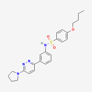 molecular formula C24H28N4O3S B11260113 4-butoxy-N-(3-(6-(pyrrolidin-1-yl)pyridazin-3-yl)phenyl)benzenesulfonamide 