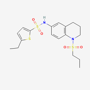 molecular formula C18H24N2O4S3 B11260121 5-ethyl-N-(1-(propylsulfonyl)-1,2,3,4-tetrahydroquinolin-6-yl)thiophene-2-sulfonamide 