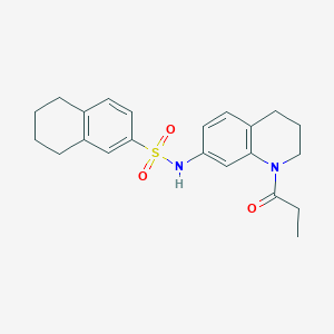 molecular formula C22H26N2O3S B11260171 N-(1-propionyl-1,2,3,4-tetrahydroquinolin-7-yl)-5,6,7,8-tetrahydronaphthalene-2-sulfonamide 