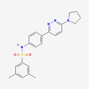 3,5-dimethyl-N-(4-(6-(pyrrolidin-1-yl)pyridazin-3-yl)phenyl)benzenesulfonamide