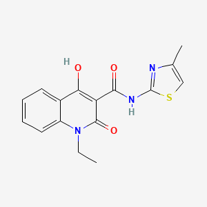 molecular formula C16H15N3O3S B11260217 1-ethyl-4-hydroxy-N-(4-methyl-1,3-thiazol-2-yl)-2-oxo-1,2-dihydroquinoline-3-carboxamide 