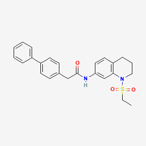 molecular formula C25H26N2O3S B11260218 2-{[1,1'-biphenyl]-4-yl}-N-[1-(ethanesulfonyl)-1,2,3,4-tetrahydroquinolin-7-yl]acetamide 