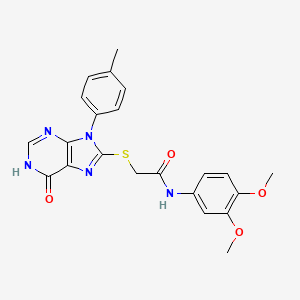 molecular formula C22H21N5O4S B11260223 N-(3,4-dimethoxyphenyl)-2-{[9-(4-methylphenyl)-6-oxo-6,9-dihydro-1H-purin-8-yl]sulfanyl}acetamide 