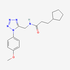 molecular formula C17H23N5O2 B11260231 3-cyclopentyl-N-((1-(4-methoxyphenyl)-1H-tetrazol-5-yl)methyl)propanamide 