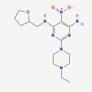 2-(4-ethylpiperazin-1-yl)-5-nitro-N-(tetrahydrofuran-2-ylmethyl)pyrimidine-4,6-diamine