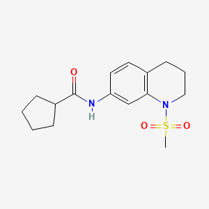 molecular formula C16H22N2O3S B11260279 N-(1-Methanesulfonyl-1,2,3,4-tetrahydroquinolin-7-YL)cyclopentanecarboxamide 