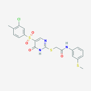 2-((5-((3-chloro-4-methylphenyl)sulfonyl)-6-oxo-1,6-dihydropyrimidin-2-yl)thio)-N-(3-(methylthio)phenyl)acetamide