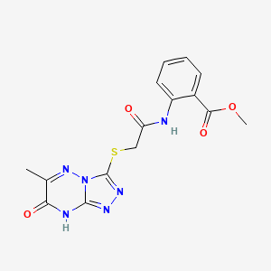 molecular formula C15H14N6O4S B11260328 Methyl 2-({[(6-methyl-7-oxo-7,8-dihydro[1,2,4]triazolo[4,3-b][1,2,4]triazin-3-yl)sulfanyl]acetyl}amino)benzoate 