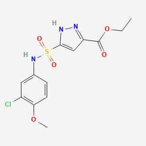 molecular formula C13H14ClN3O5S B11260341 ethyl 3-[(3-chloro-4-methoxyphenyl)sulfamoyl]-1H-pyrazole-5-carboxylate 