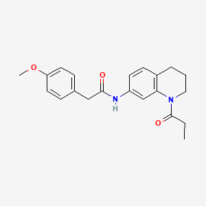 molecular formula C21H24N2O3 B11260369 2-(4-methoxyphenyl)-N-(1-propionyl-1,2,3,4-tetrahydroquinolin-7-yl)acetamide 