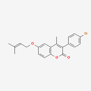 molecular formula C21H19BrO3 B11260370 3-(4-bromophenyl)-4-methyl-6-[(3-methylbut-2-en-1-yl)oxy]-2H-chromen-2-one 