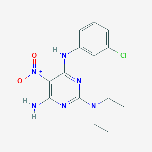 molecular formula C14H17ClN6O2 B11260406 N~4~-(3-chlorophenyl)-N~2~,N~2~-diethyl-5-nitropyrimidine-2,4,6-triamine 