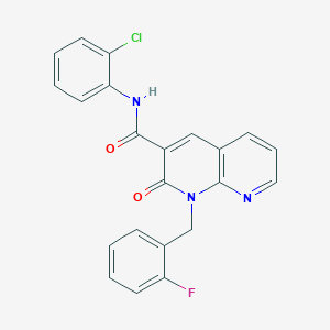 molecular formula C22H15ClFN3O2 B11260410 N-(2-Chlorophenyl)-1-[(2-fluorophenyl)methyl]-2-oxo-1,2-dihydro-1,8-naphthyridine-3-carboxamide 