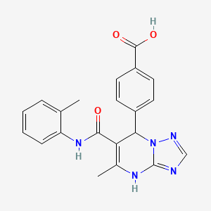 molecular formula C21H19N5O3 B11260412 4-{5-Methyl-6-[(2-methylphenyl)carbamoyl]-4,7-dihydro[1,2,4]triazolo[1,5-a]pyrimidin-7-yl}benzoic acid 