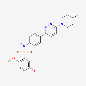 molecular formula C23H25FN4O3S B11260422 5-fluoro-2-methoxy-N-(4-(6-(4-methylpiperidin-1-yl)pyridazin-3-yl)phenyl)benzenesulfonamide 