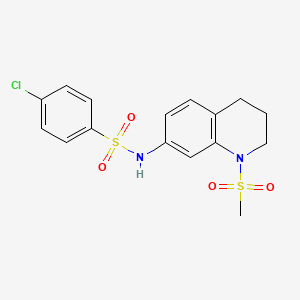 molecular formula C16H17ClN2O4S2 B11260428 4-chloro-N-(1-(methylsulfonyl)-1,2,3,4-tetrahydroquinolin-7-yl)benzenesulfonamide 