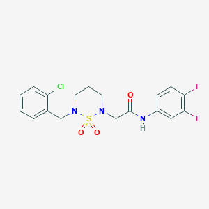 molecular formula C18H18ClF2N3O3S B11260474 2-[6-(2-chlorobenzyl)-1,1-dioxido-1,2,6-thiadiazinan-2-yl]-N-(3,4-difluorophenyl)acetamide 