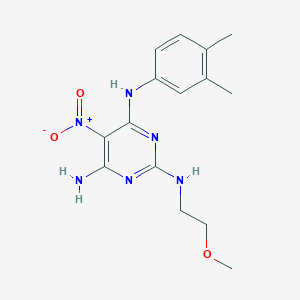 molecular formula C15H20N6O3 B11260477 N~4~-(3,4-dimethylphenyl)-N~2~-(2-methoxyethyl)-5-nitropyrimidine-2,4,6-triamine 