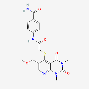 4-(2-((6-(Methoxymethyl)-1,3-dimethyl-2,4-dioxo-1,2,3,4-tetrahydropyrido[2,3-d]pyrimidin-5-yl)thio)acetamido)benzamide