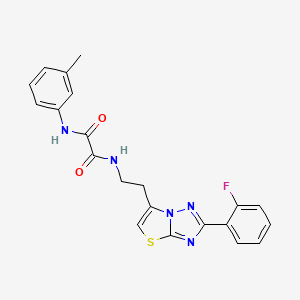 molecular formula C21H18FN5O2S B11260515 N1-(2-(2-(2-fluorophenyl)thiazolo[3,2-b][1,2,4]triazol-6-yl)ethyl)-N2-(m-tolyl)oxalamide 