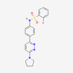 2-fluoro-N-(4-(6-(pyrrolidin-1-yl)pyridazin-3-yl)phenyl)benzenesulfonamide