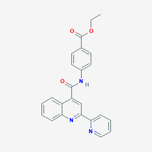 molecular formula C24H19N3O3 B11260544 Ethyl 4-({[2-(pyridin-2-yl)quinolin-4-yl]carbonyl}amino)benzoate 