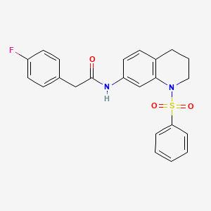 2-(4-fluorophenyl)-N-(1-(phenylsulfonyl)-1,2,3,4-tetrahydroquinolin-7-yl)acetamide