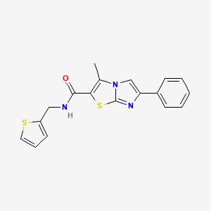 molecular formula C18H15N3OS2 B11260640 3-methyl-6-phenyl-N-(thiophen-2-ylmethyl)imidazo[2,1-b]thiazole-2-carboxamide 