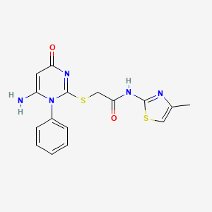 2-((6-amino-4-oxo-1-phenyl-1,4-dihydropyrimidin-2-yl)thio)-N-(4-methylthiazol-2-yl)acetamide