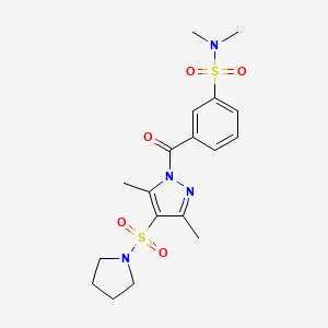 3-(3,5-dimethyl-4-(pyrrolidin-1-ylsulfonyl)-1H-pyrazole-1-carbonyl)-N,N-dimethylbenzenesulfonamide