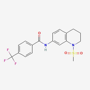 molecular formula C18H17F3N2O3S B11260696 N-(1-Methanesulfonyl-1,2,3,4-tetrahydroquinolin-7-YL)-4-(trifluoromethyl)benzamide 