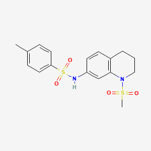 molecular formula C17H20N2O4S2 B11260700 4-methyl-N-(1-(methylsulfonyl)-1,2,3,4-tetrahydroquinolin-7-yl)benzenesulfonamide 