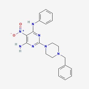 2-(4-benzylpiperazin-1-yl)-5-nitro-N-phenylpyrimidine-4,6-diamine