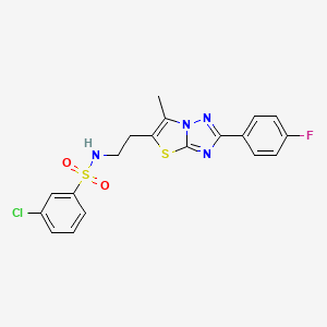 molecular formula C19H16ClFN4O2S2 B11260727 3-chloro-N-(2-(2-(4-fluorophenyl)-6-methylthiazolo[3,2-b][1,2,4]triazol-5-yl)ethyl)benzenesulfonamide 